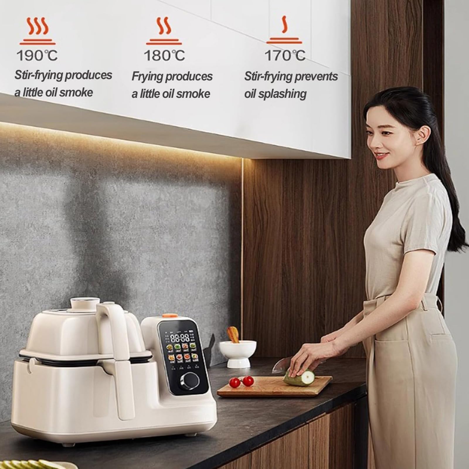 Máquina de cocina, 2000 W, múltiples modos de cocción, revestimiento de cerámica, mango antiquemaduras, fácil de limpiar, ideal para uso doméstico y cocina