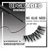 Vista 3 de Pestañas magnéticas de aspecto natural, pestañas magnéticas cortas 3D con delineador de ojos, pestañas de visón sintético veganas y libres