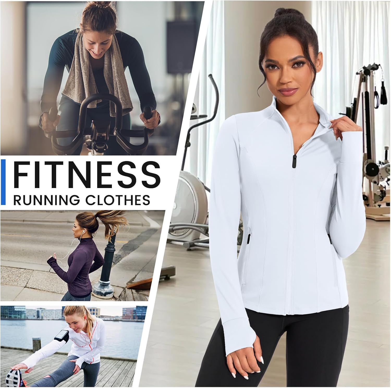 Workout Jackets for Women Lightweight Running Jackets Full Zip Yoga Athletic Clothes Slim Fit with Pockets - Image 6