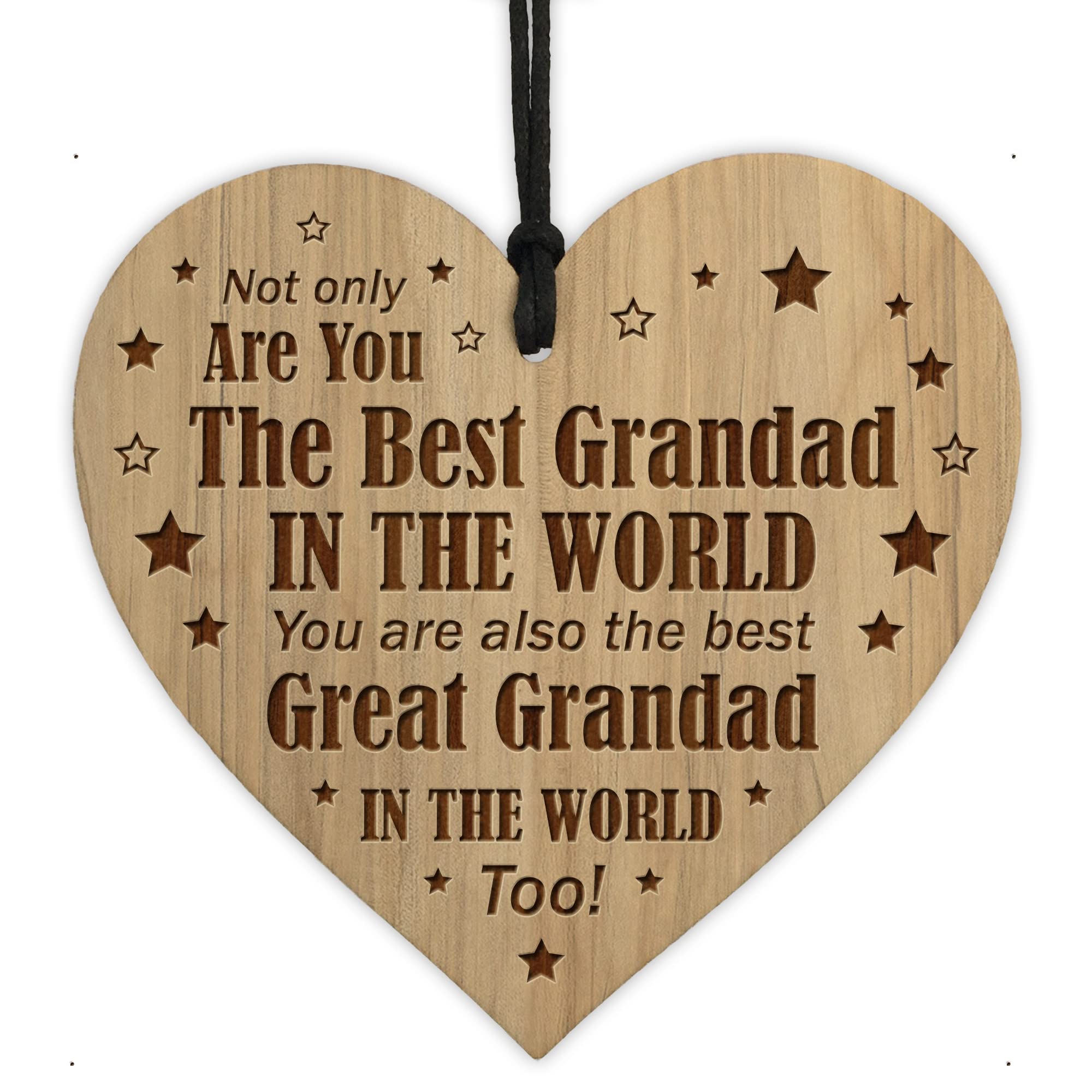 Red Ocean Grandad And Great Grandad Engraved Heart Plaque Birthday For Men Novelty Christmas For Him