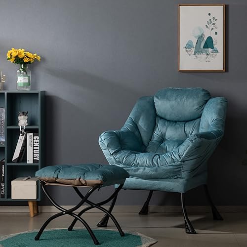 Miniatura 68 de HollyHOME - Silla perezosa grande de tela para sala de estar, silla de lectura, acogedora silla de descanso con reposabrazos, sofá de ocio, color