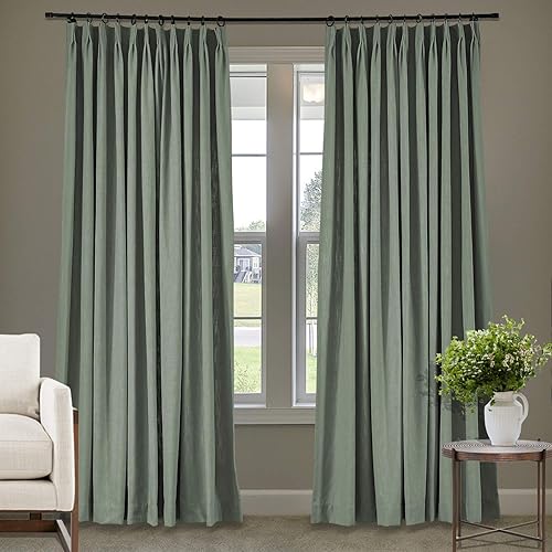 Miniatura 122 de Frelement Cortinas plisadas de lino de algodón extra anchas para oscurecer la habitación, 120 pulgadas de ancho x 96 pulgadas de largo, cortinas