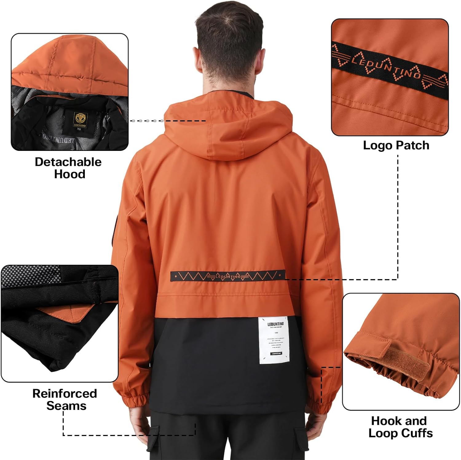 Men's Winter Skiing Jacket Water-Resistant Fleece-Lined Casual Coat Composite Outdoor Apparel with Hood - Image 5