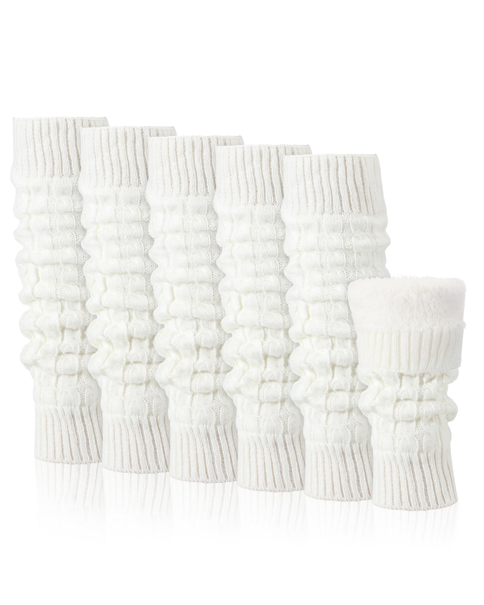 Calentadores de piernas cálidos de invierno para mujer, de forro polar grueso, calentadores de piernas de punto para invierno, cálidos y largos, calentadores de piernas forrados de punto trenzado