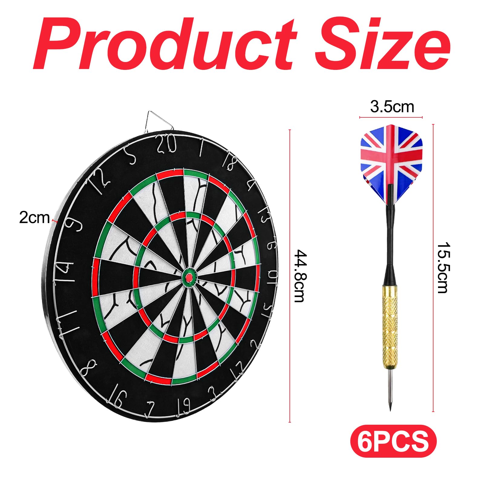 Juego de Diana de Doble Cara 44.8 cm con 6 Dardos, Tablero de Dardos Clásico