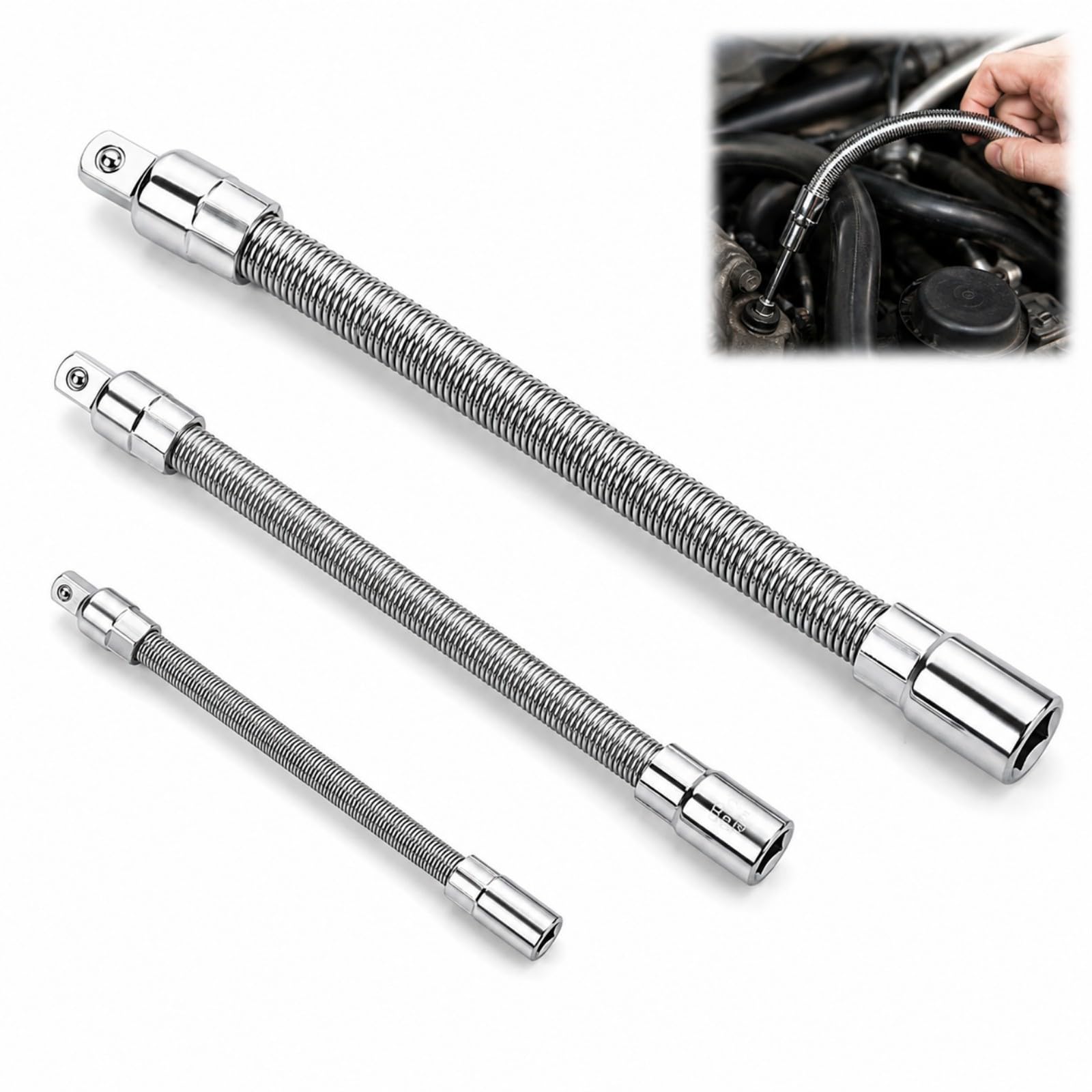 Extensión flexible para carraca de 1/4 3/8 y 1/2 herramienta de taller
