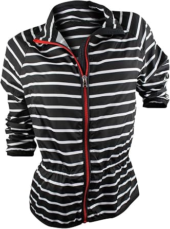 Lauren Ralph Lauren Active Womens Striped Full-Zip Windbreaker Anorak Jacket Large