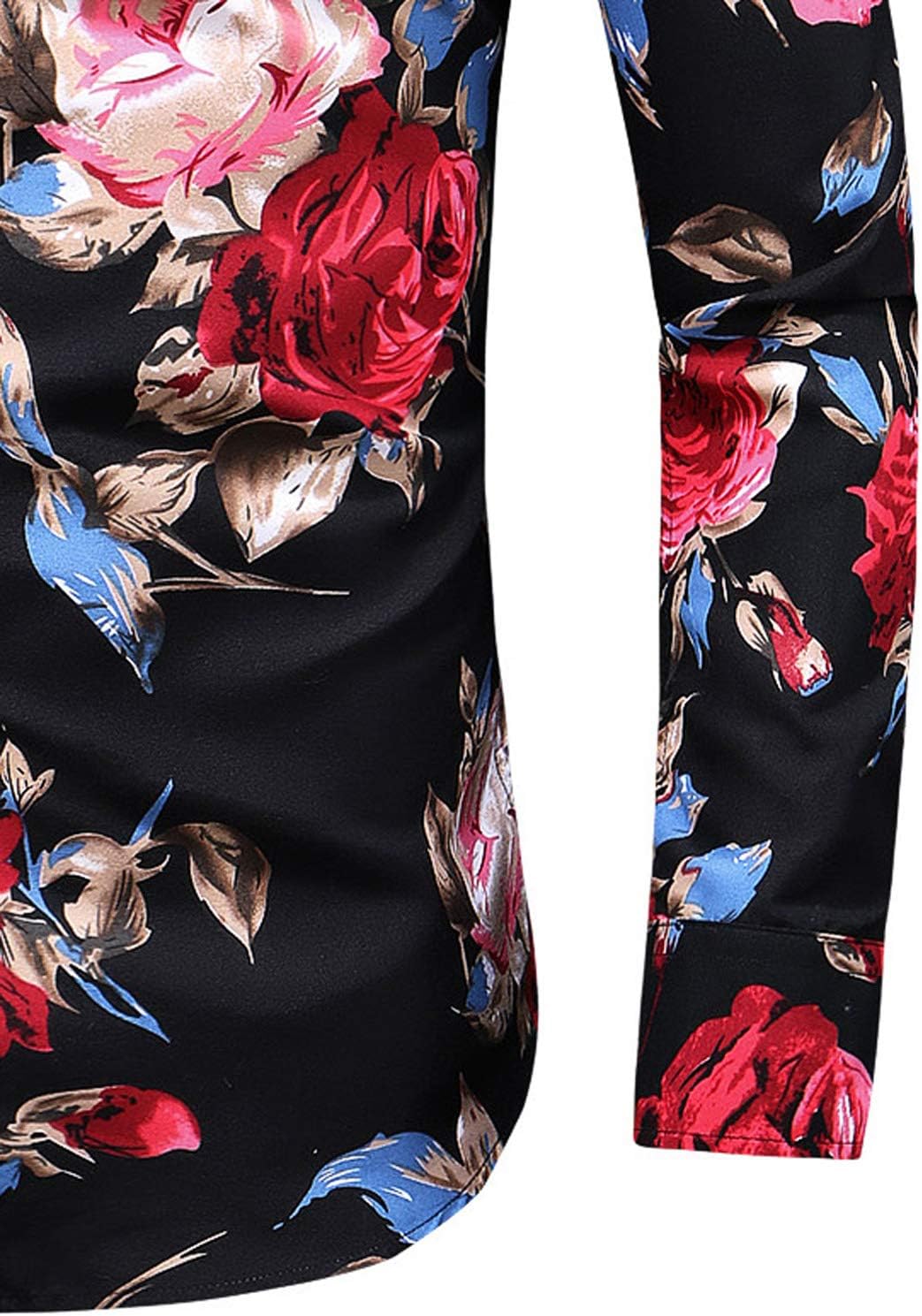 Men's Slim fit Floral Printed Beach Hawaiian Button-Down Dress Shirt - Image 4