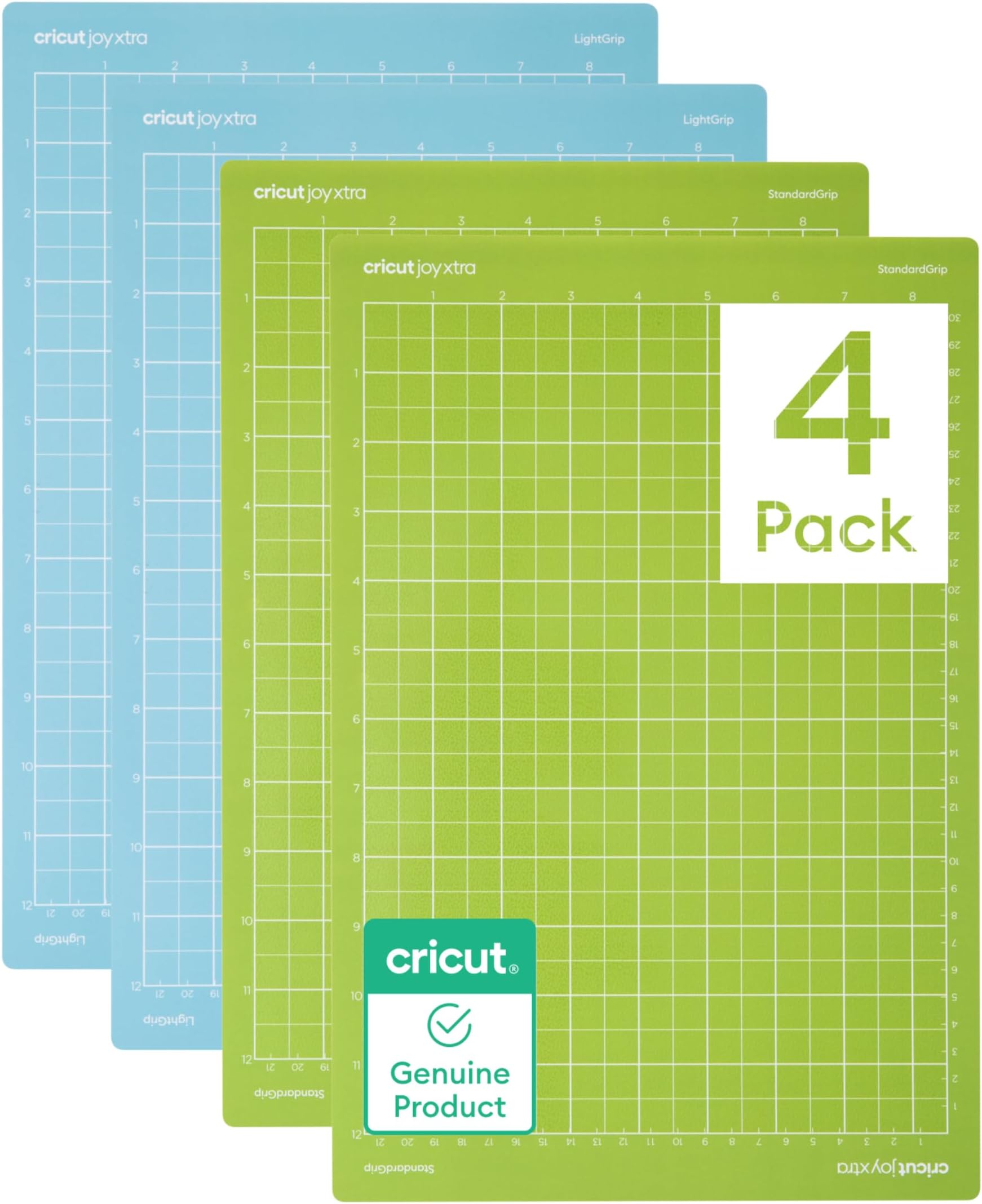 Mat Variety Pack (4 Count, 8.5in x 12in) | For Joy Xtra Machine - Includes 2 StandardGrip & 2 LightGrip