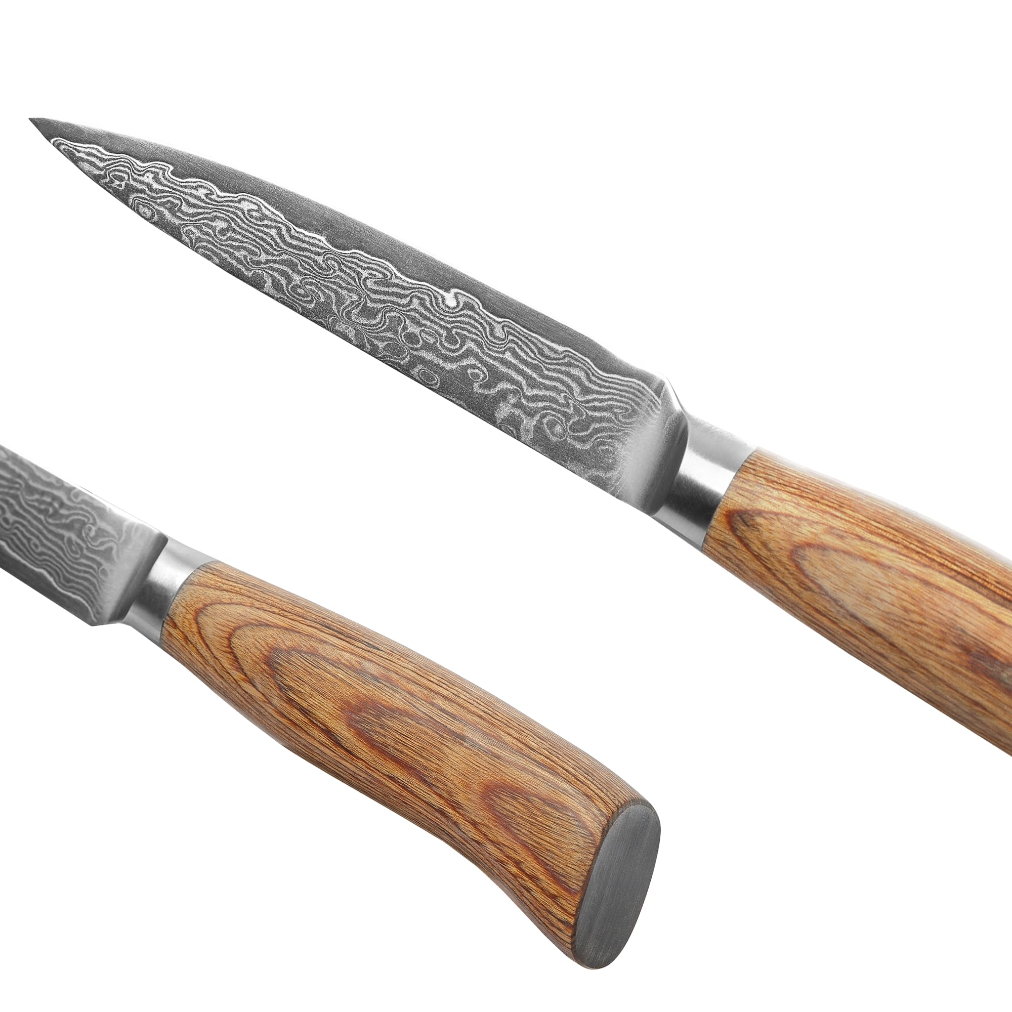 WAKOLI EDIB PRO Couteau Universel en Damas, 12 cm, Manche en Bois de Pakka | couteau de cuisine professionnel, lame en acier Damas à 67 couches avec noyau VG10, pour fruits, légumes, viande et poisson