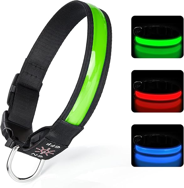 USB Rechargeable Luminous Dog Collar Light Green