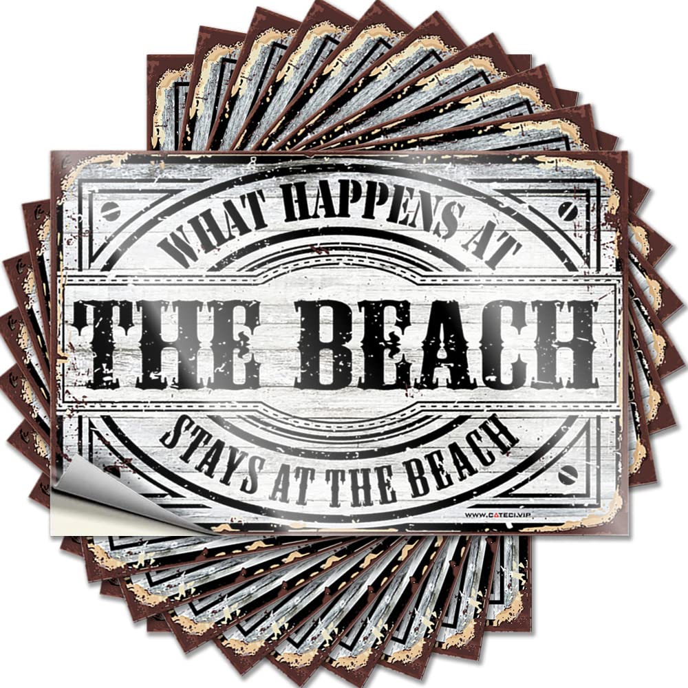 What Happens At The Beach Stays At The Beach Cheap Funny Sticker | Goods Waterproof Vinyl Helmet Essentials Removable Decal Peel Stick(12X18CM)