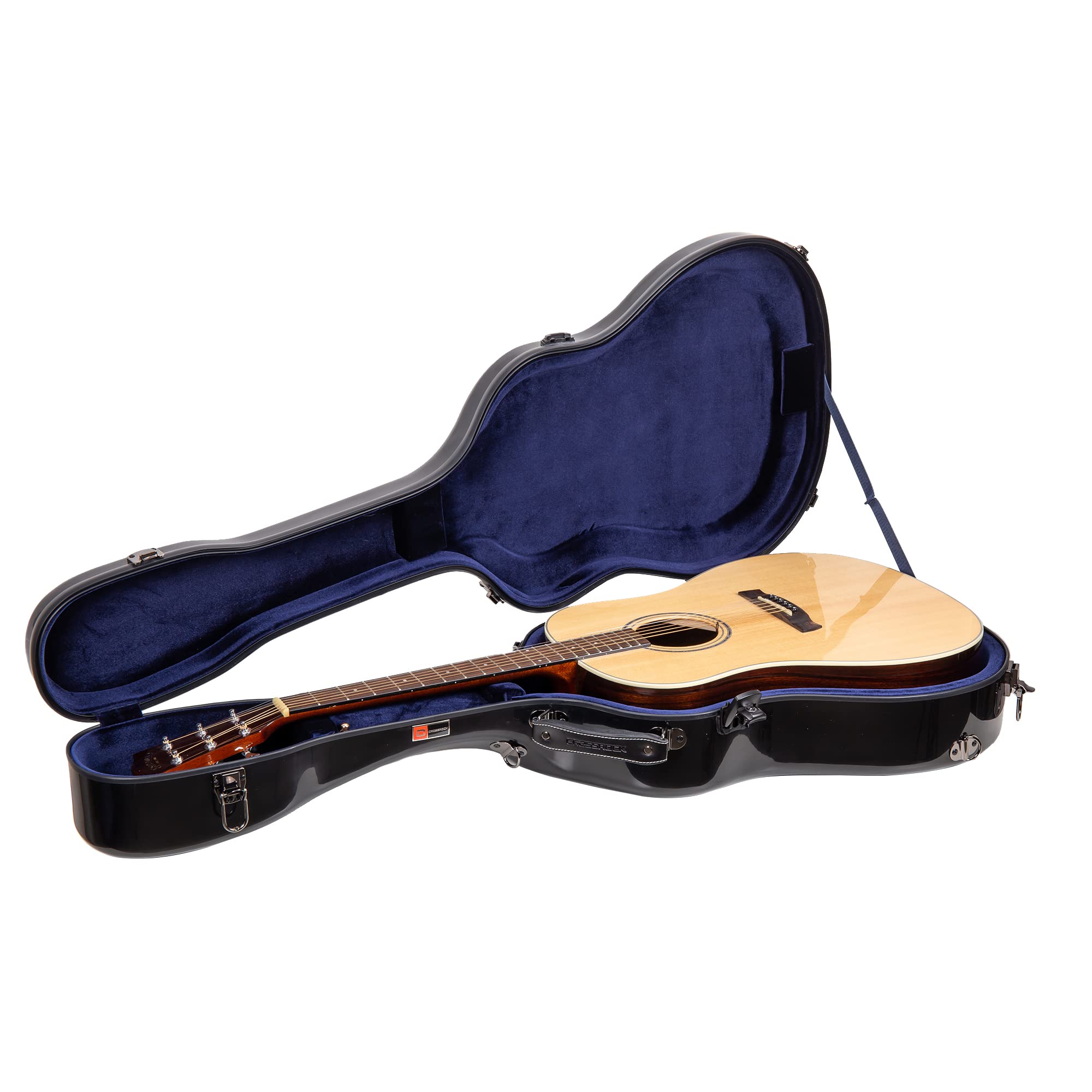 Crossrock Fiberglass Dreadnought Acoustic Guitar Case fits Gibson J45, Songwriter, Southernjumbo, Dove, and Hummingbird Guitars | Plush Interior, TSA Lock - Black (CRF2020J45BK)
