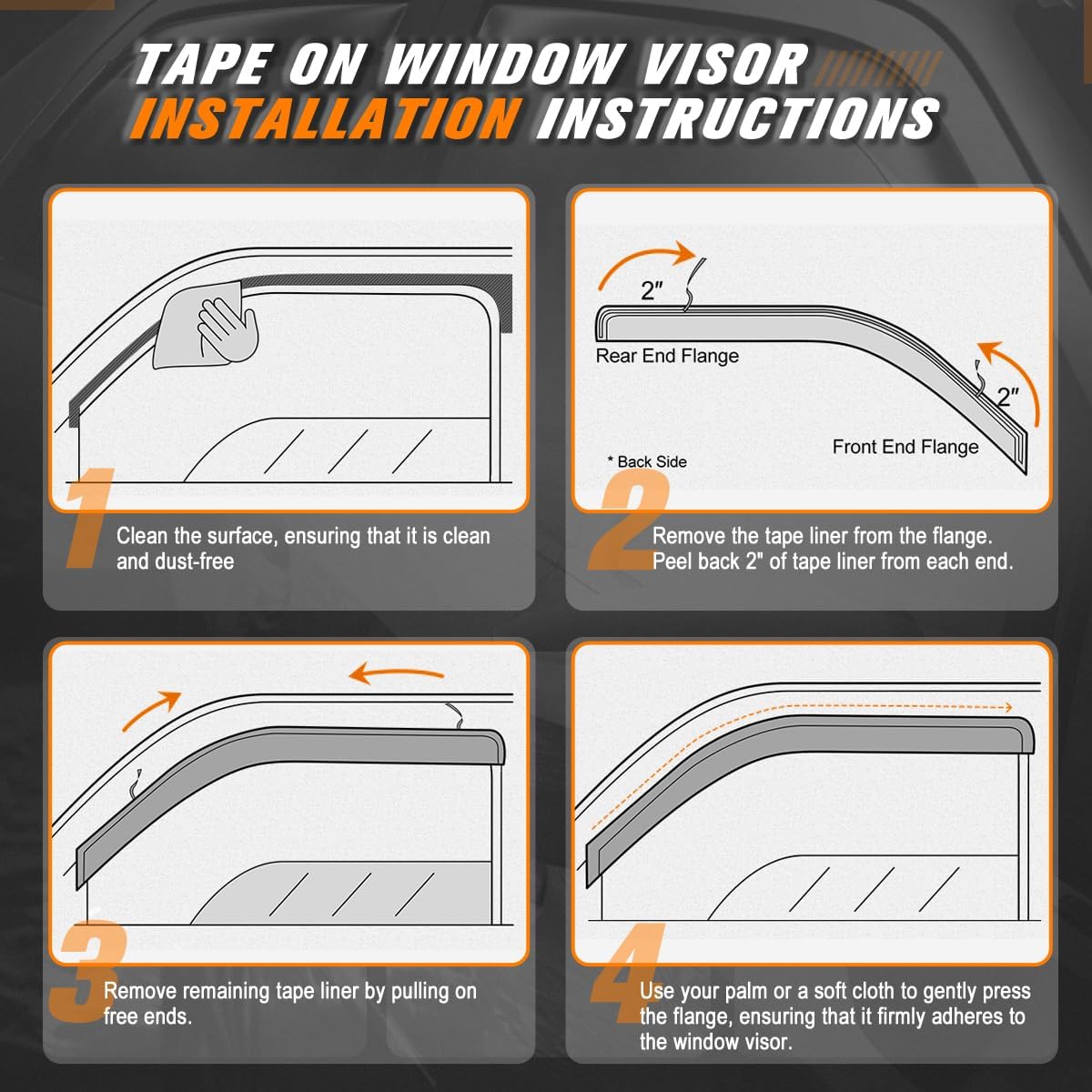 4Pcs Car Window Visors Rain Sun Guard Deflector Compatible with 16-20 Sorento,Glossy Smoked Black