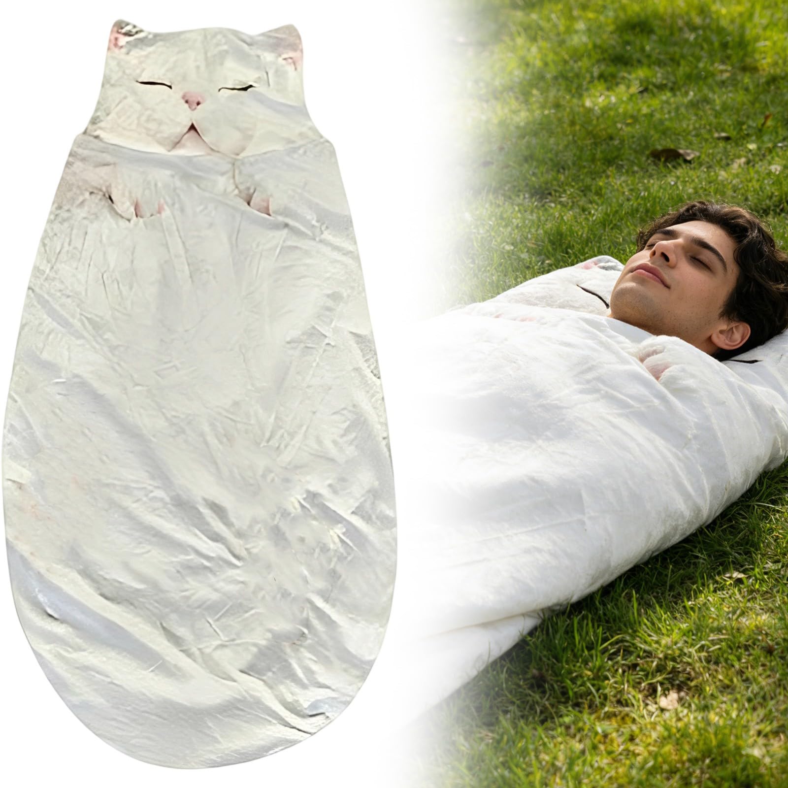 Hugging Caterpillar Sleeping Bag, Plush Cocoon Full-Body Lounger with Pull Cord, Cozy Nap Pod Reading Nest, Soft Convertible Animal Sleeping Bags for Adults Indoor Travel Use — view 6