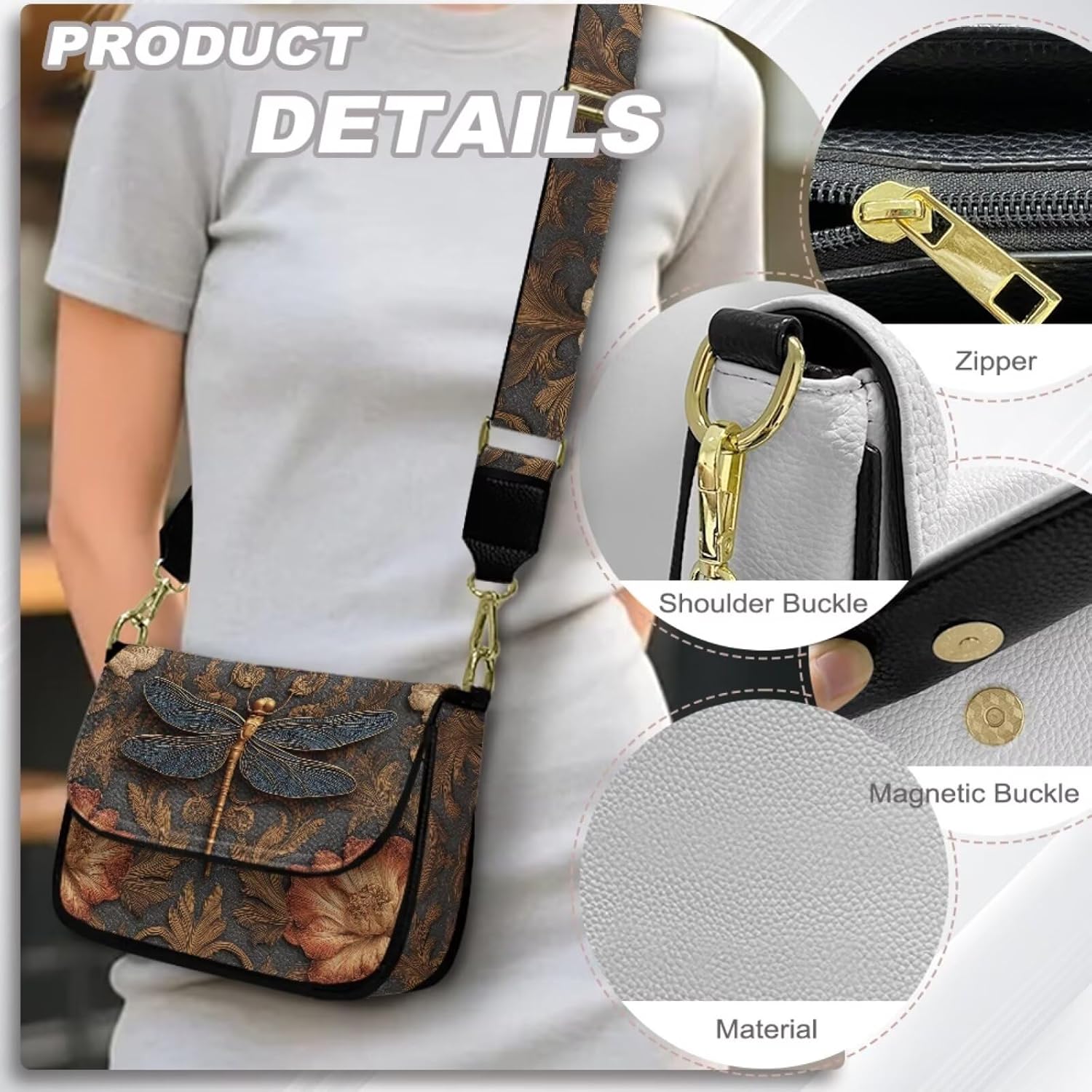 Womens Crossbody Clutch Purse Small Shoulder Purse with Wide Strap Square Crossbody Bag for Travel Party - Image 5