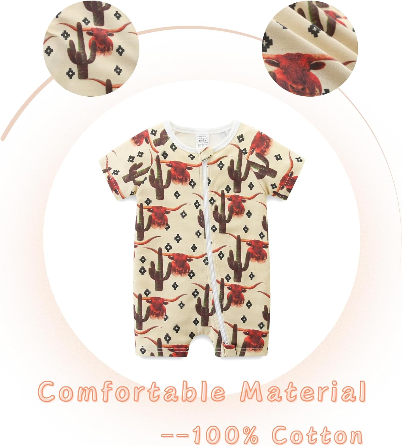 Unisex Summer Trendy 2-Pack Rompers Short Sleeve Zipped Bodysuit Infant Cotton Outfits - Image 3