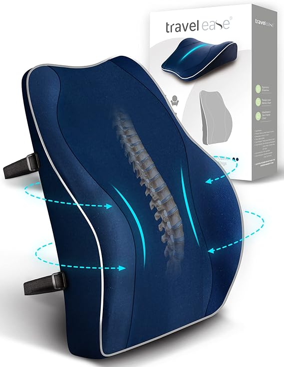 Ergonomic Lumbar Support Cushion, TRAVEL EASE Memory Foam Back Support