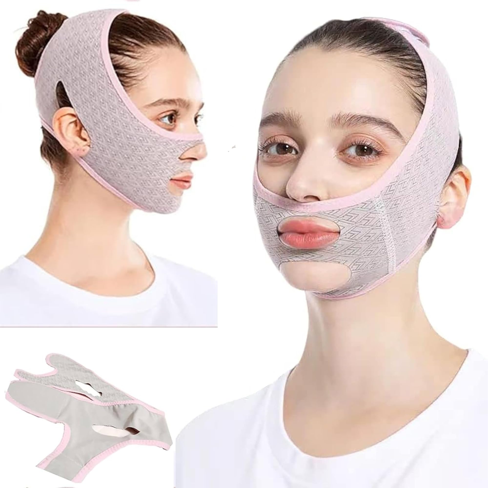 Simbaa Mall™ Face Mask V Line Facial Slimming Strap Double Chin Reducer Face Lift Belt Reusable Breathable Comfortable Innovative Lifting straps Facial mask chin Strap Techology-Fits All