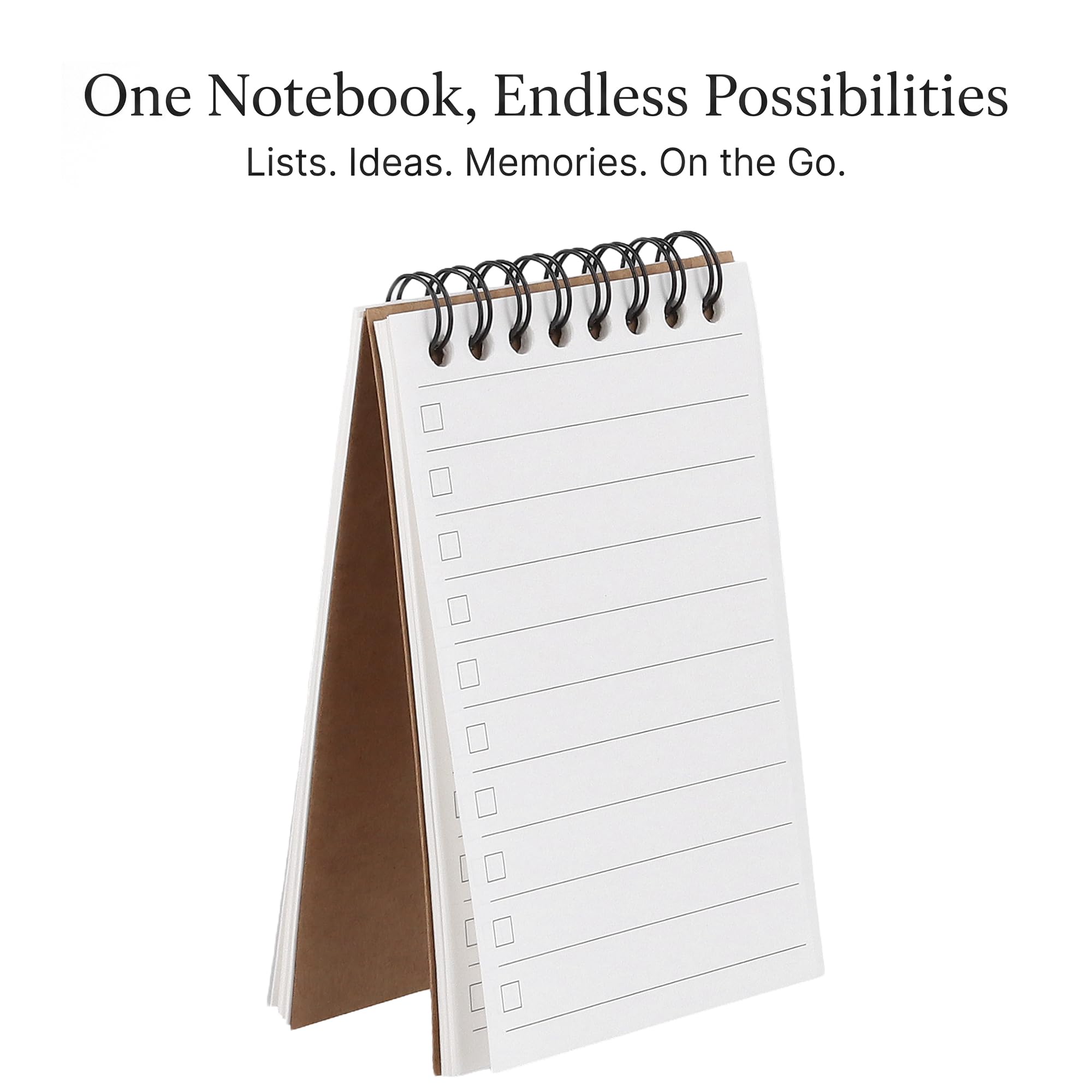 Kraft Spiral Notebook, A7 Small Brown Lined Notepad, 4.7x3.1 Inch, 50 Sheets, 70gsm, 50 Pack