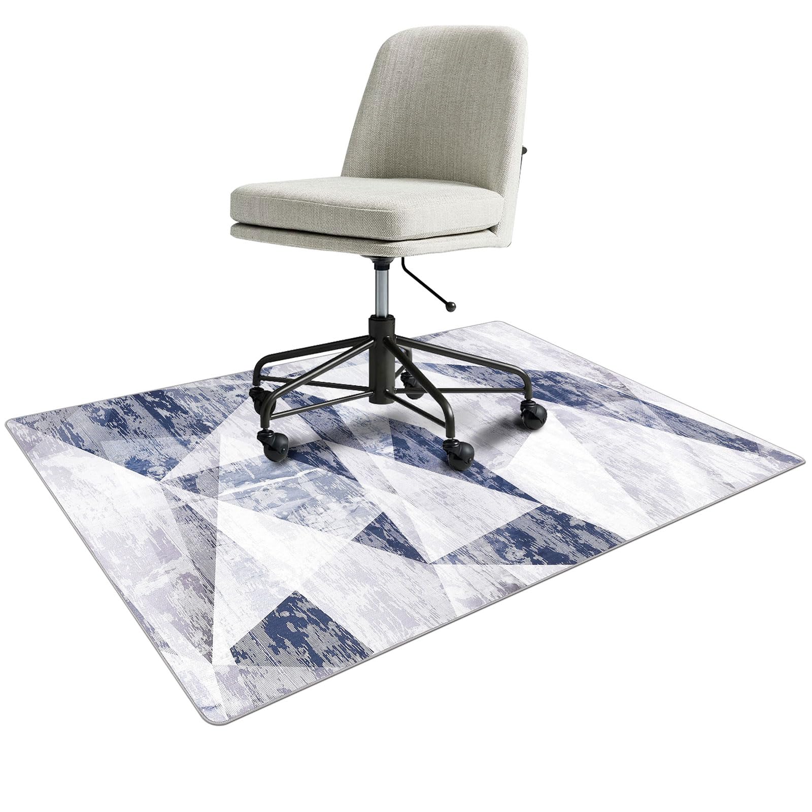 Topotdor Home Office Chair Mat for Hardwood Floor,35"×60" Geometric Rectangle Computer Rolling Chair Mat Anti-Slip Washable for Tile Floor Protector (Grey)