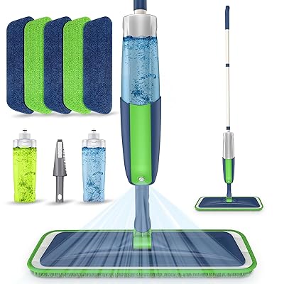 Spray Wet Mops for Hardwood Floor Cleaning: MEXERRIS Floor Mop with 3 Washable Pads for Swiffer Powermop - Refillable Dust Dry Mop Home Commercial Mops for Wood Laminate Ceramic Tiles Vinyl