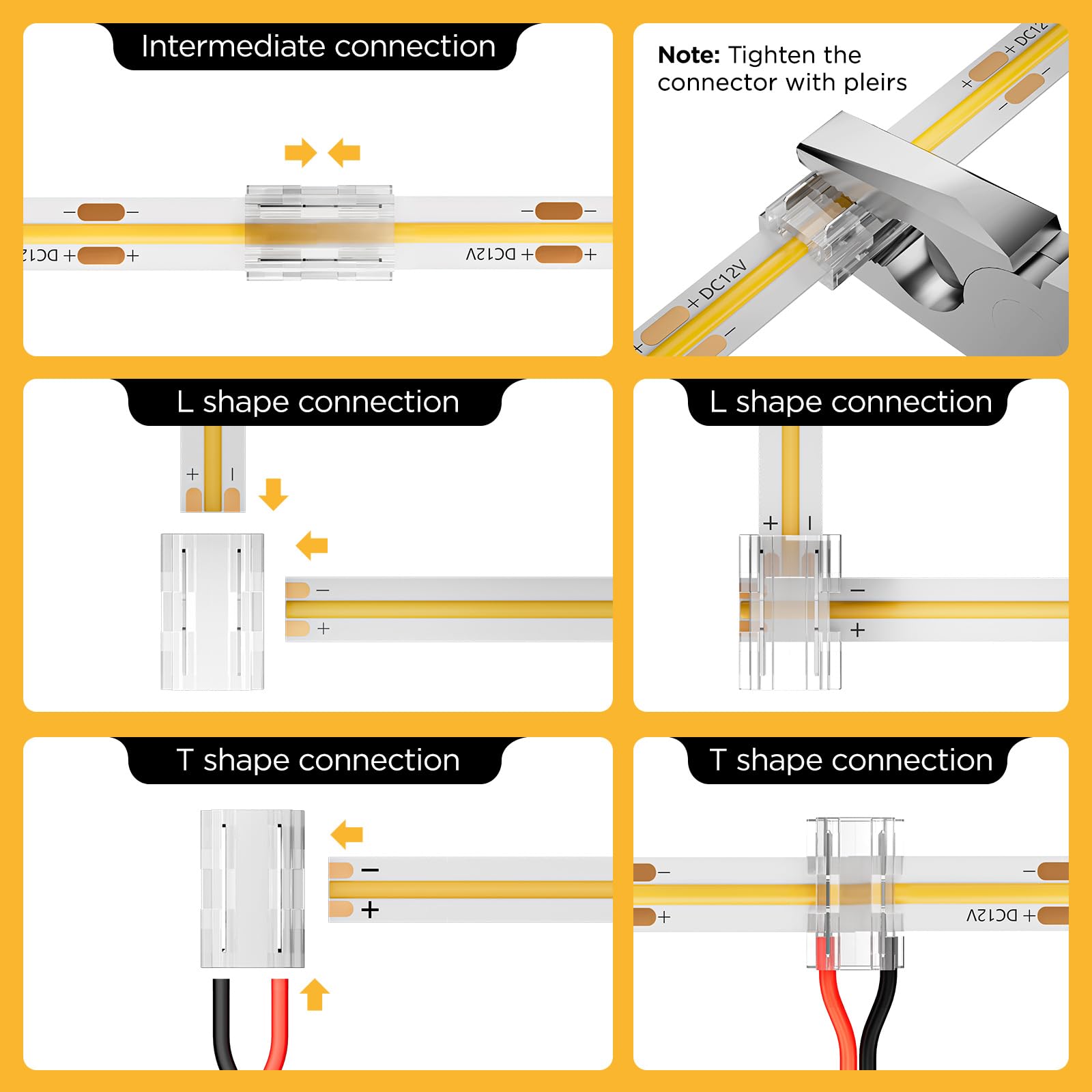 RGBZONE 20pcs 2 Pin 8mm LED Strip Connector Kit 2-Pin LED Strip - View #2
