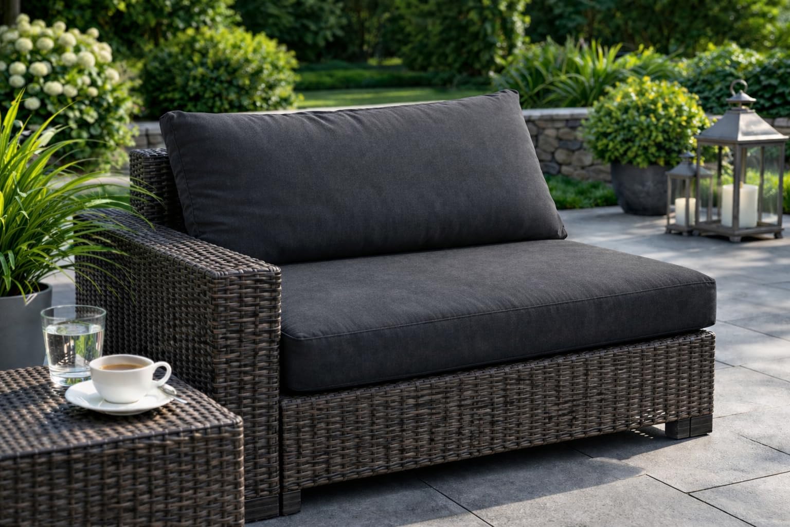 Rattan Garden Furniture Cushions Replacement 10cm Thick Seats and Back Pads Outdoor/Indoor UK, Cream, Grey, Charcoal Covers| Custom Sizes (Charcoal, Back 60x40 c)