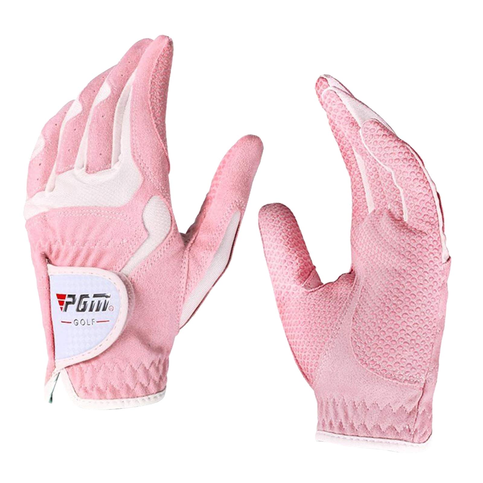 Damen Golfhandschuh, atmungsaktiv, linke rechte Hand, Golferhandschuhe, Rosa-Weiß, Größe M