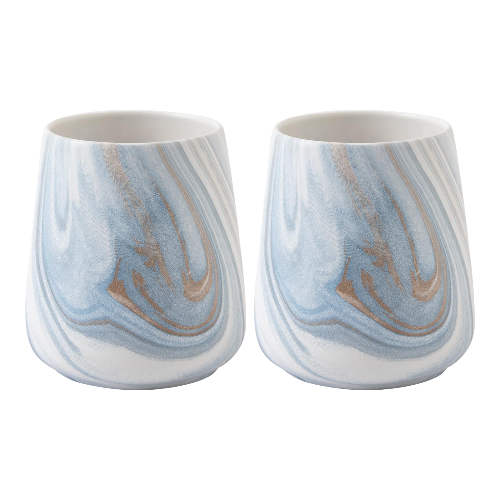 2Pcs Toothbrush Holder for Bathroom - Marble Blue Ceramic Tooth Brushing Holders Set, Toothbrush Cup & Toothpaste Organizer for Bathroom Countertop, Makeup Brush Holder, Pen Holder for Home Storage