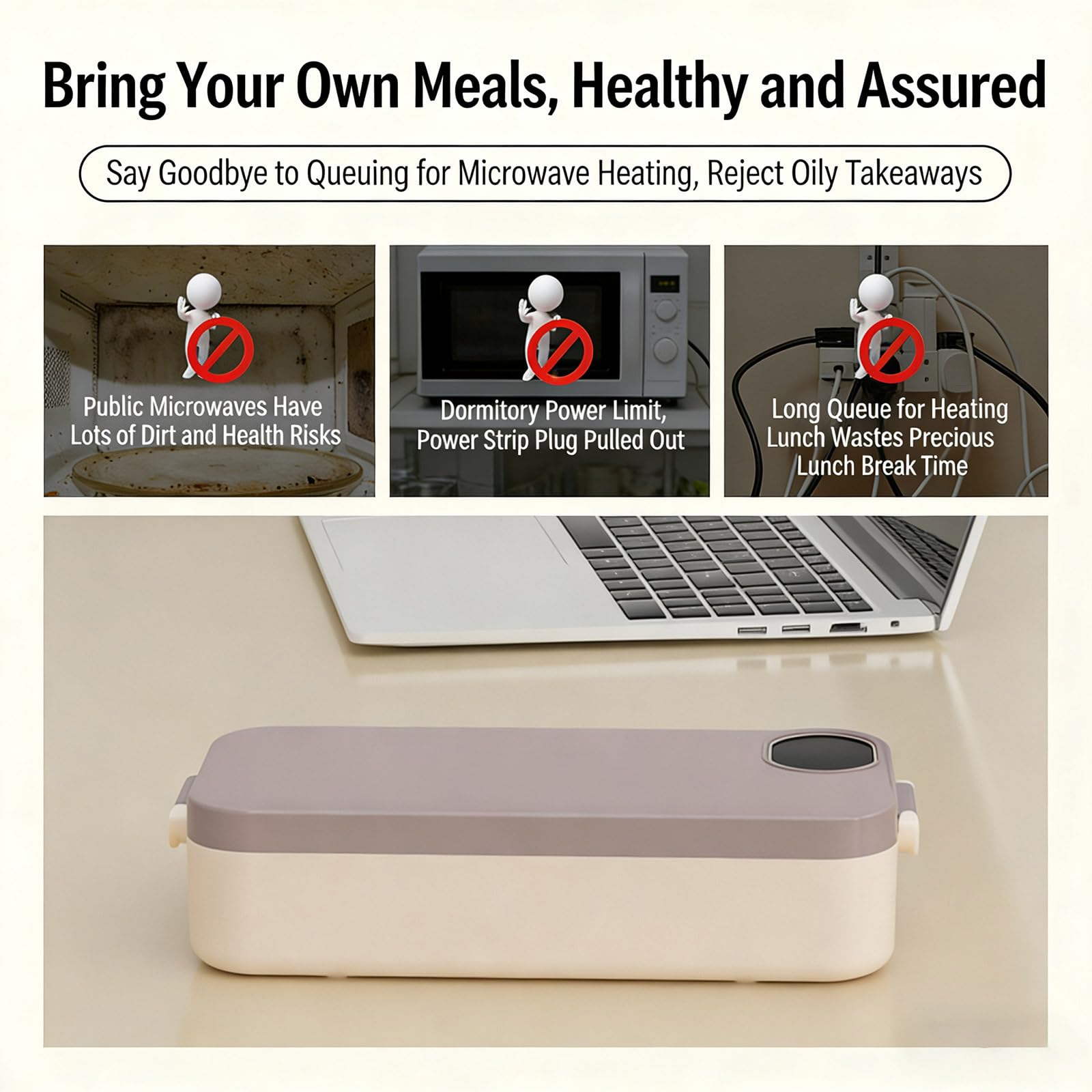 Smart Warmed Mealbox Evidenziando Tecnologia di isolamento a secco per tenere cibi caldi Costruito da Food Grade 304 Rustless Trasportabile Piano Quattromila Usa Pasto Studente