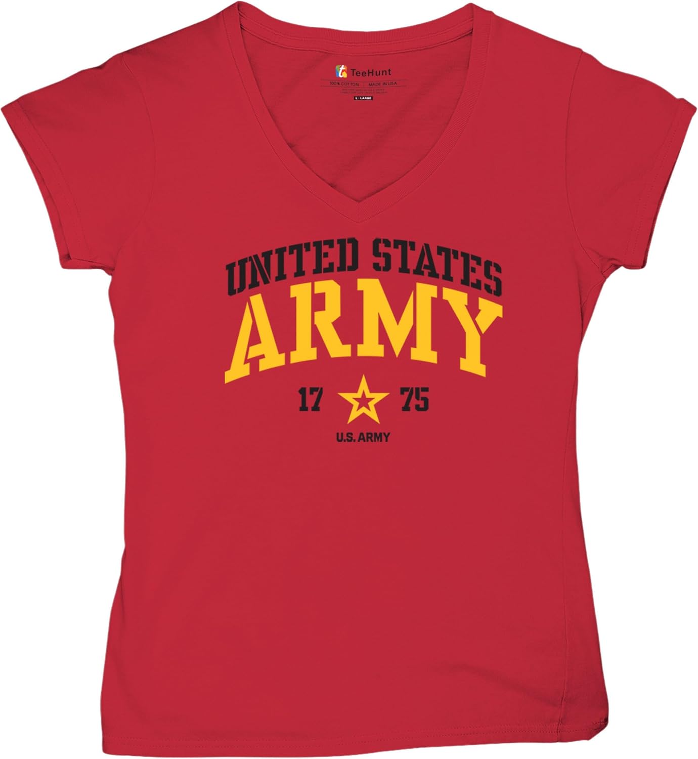 United States Army Strong Women's V-Neck T-Shirt US Military Pride Veteran DD 214 Patriotic Armed Forces Gear Licensed Tee