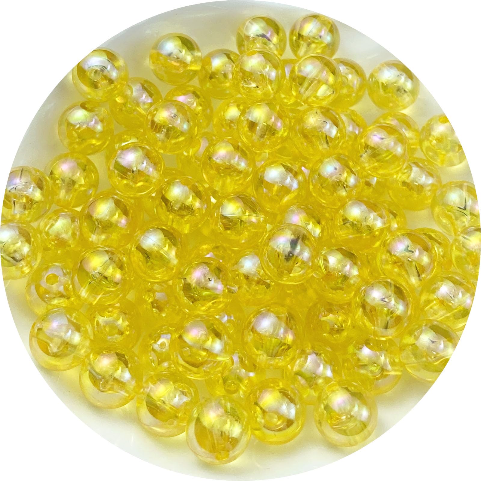 Tingoons 1800 PCS 4mm Acrylic Round Beads Clear AB Colors Bubble Spacer Beads Loose Craft Beads for DIY Jewelry Making Bracelet Necklace Earring Ornament Wind Chimes Key Chains(Tender Yellow AB)