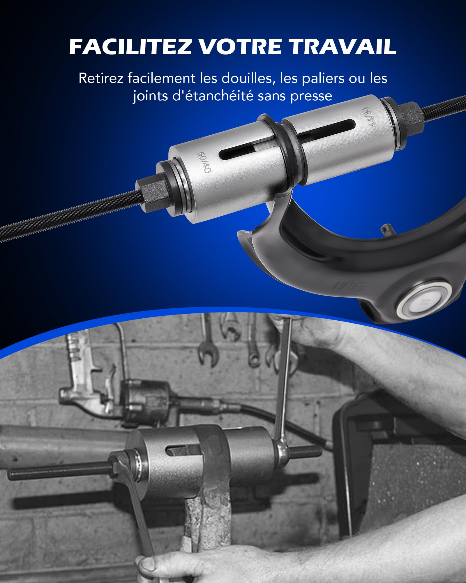 Orion Motor Tech 27 PCS Extracteur de Roulements de Roue Arrache Roulement pour Véhicules à Moteur LCV HGV, Kit de Montage et Démontage de Roulements de Roulement Universel 5 Broches de Traction
