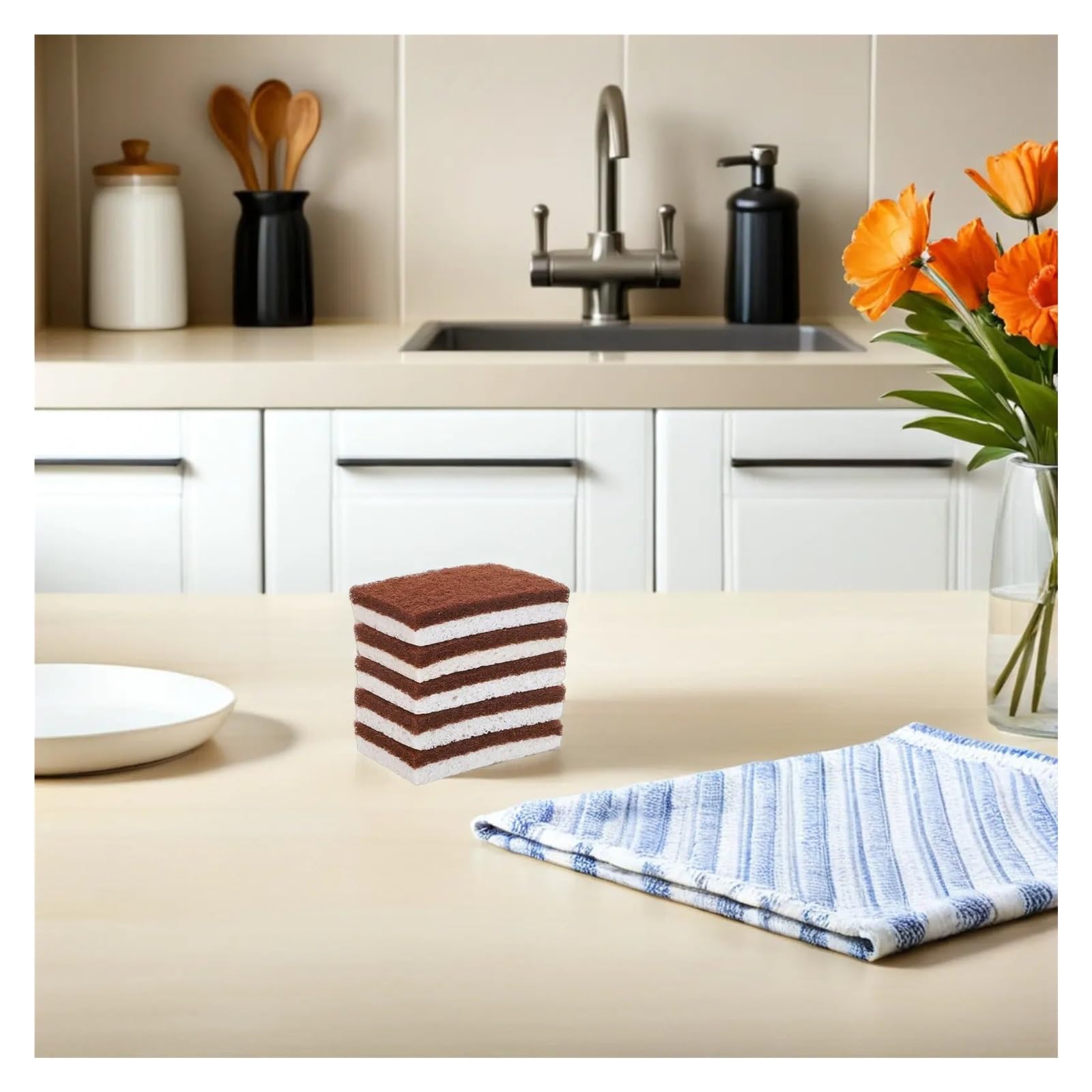 Spugne Cucina Lavastoviglie in pasta di legno da 20 pezzi | Spugne Lavapavimenti da cucina antigraffio Tamponi assorbenti for la pulizia di pentole, piatti, utensili