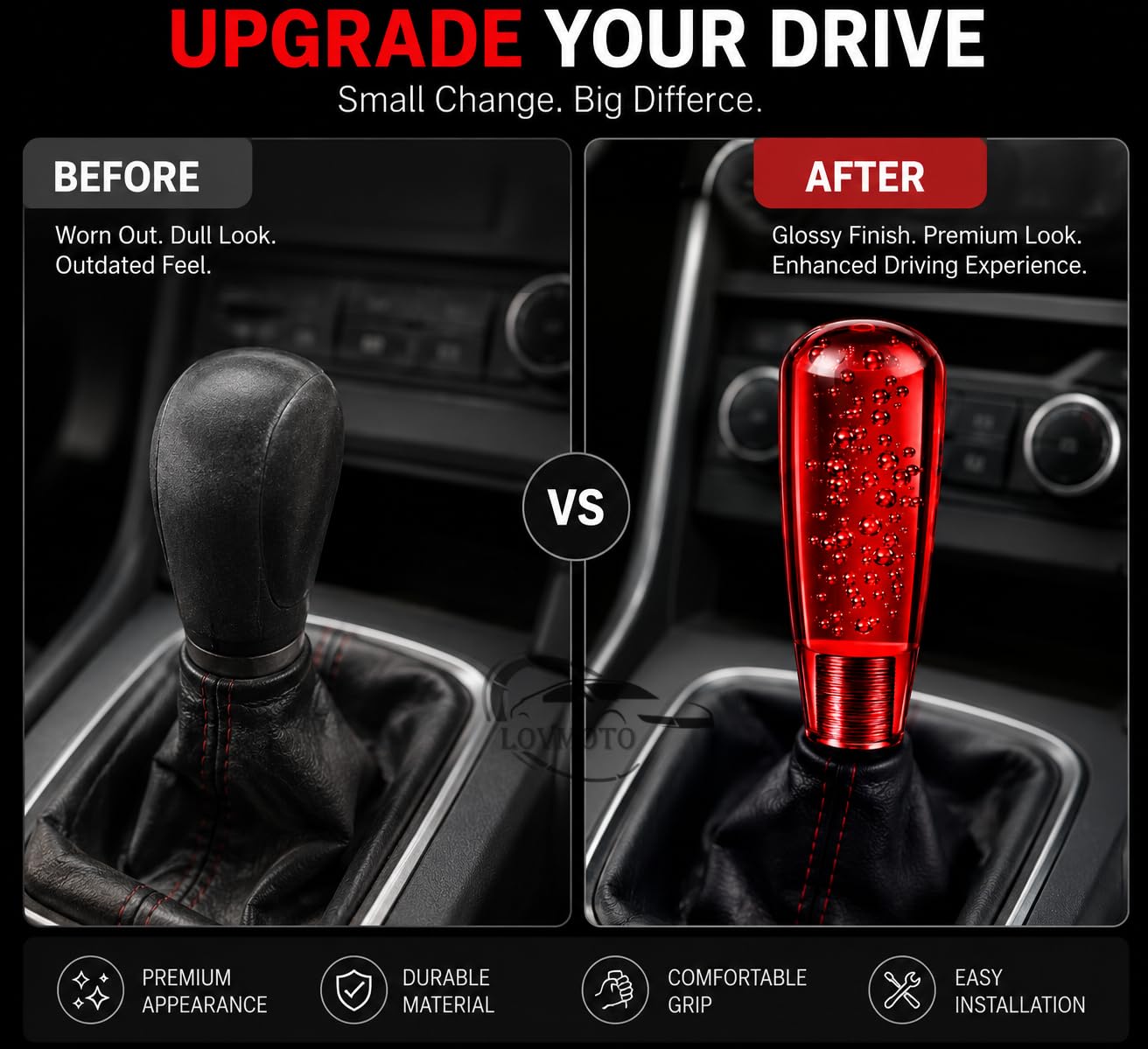 LOVMOTO Universal Car Gear Shift Knob Painted Crystal Bubble