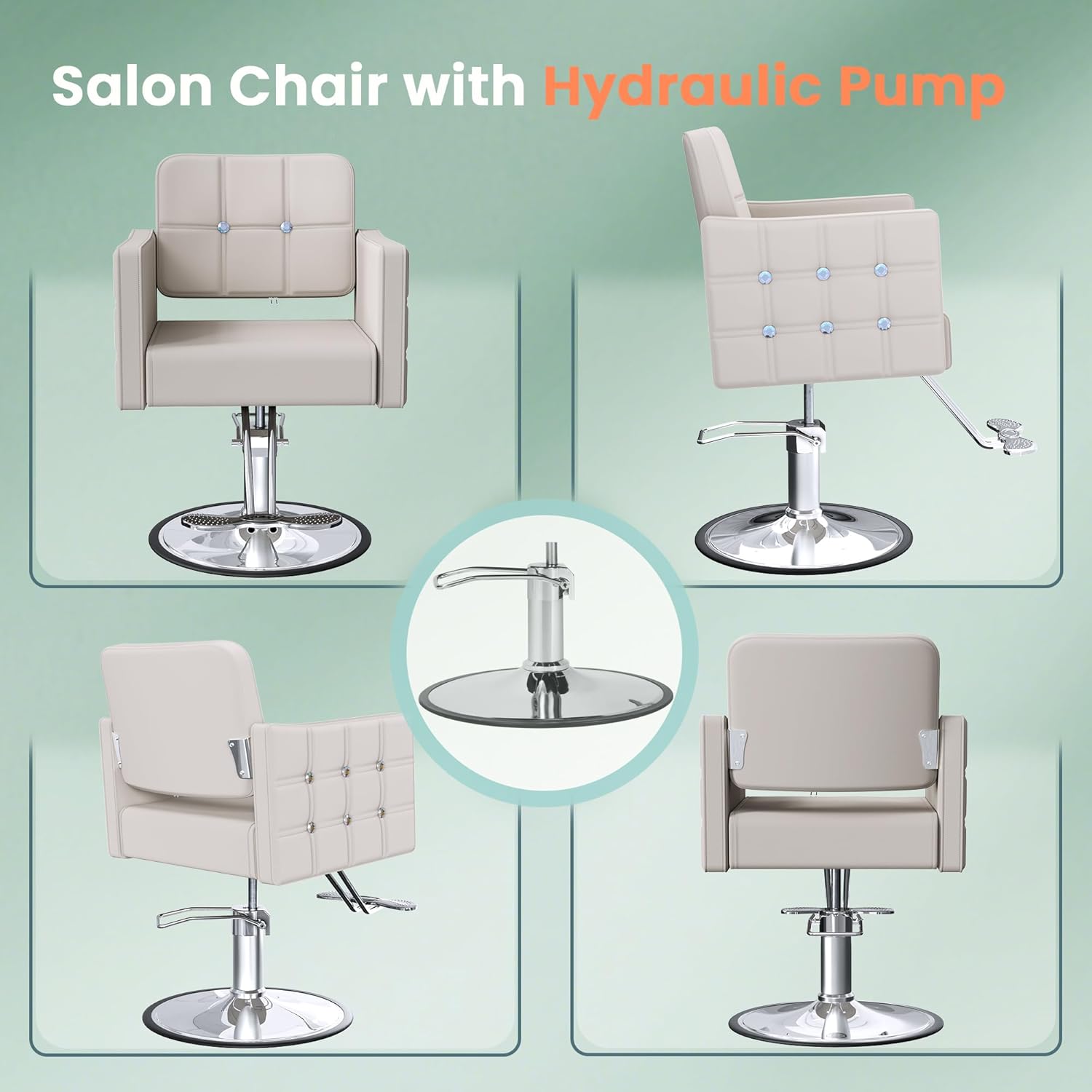 Gray Salon Chair for Hair Stylist, Barber Hair Salon Styling Chair, Stylist Chairs with Hydraulic Pump, 360 Degrees Swivel, High-Density Foam & PU Leather for Beauty Braiding Chairs