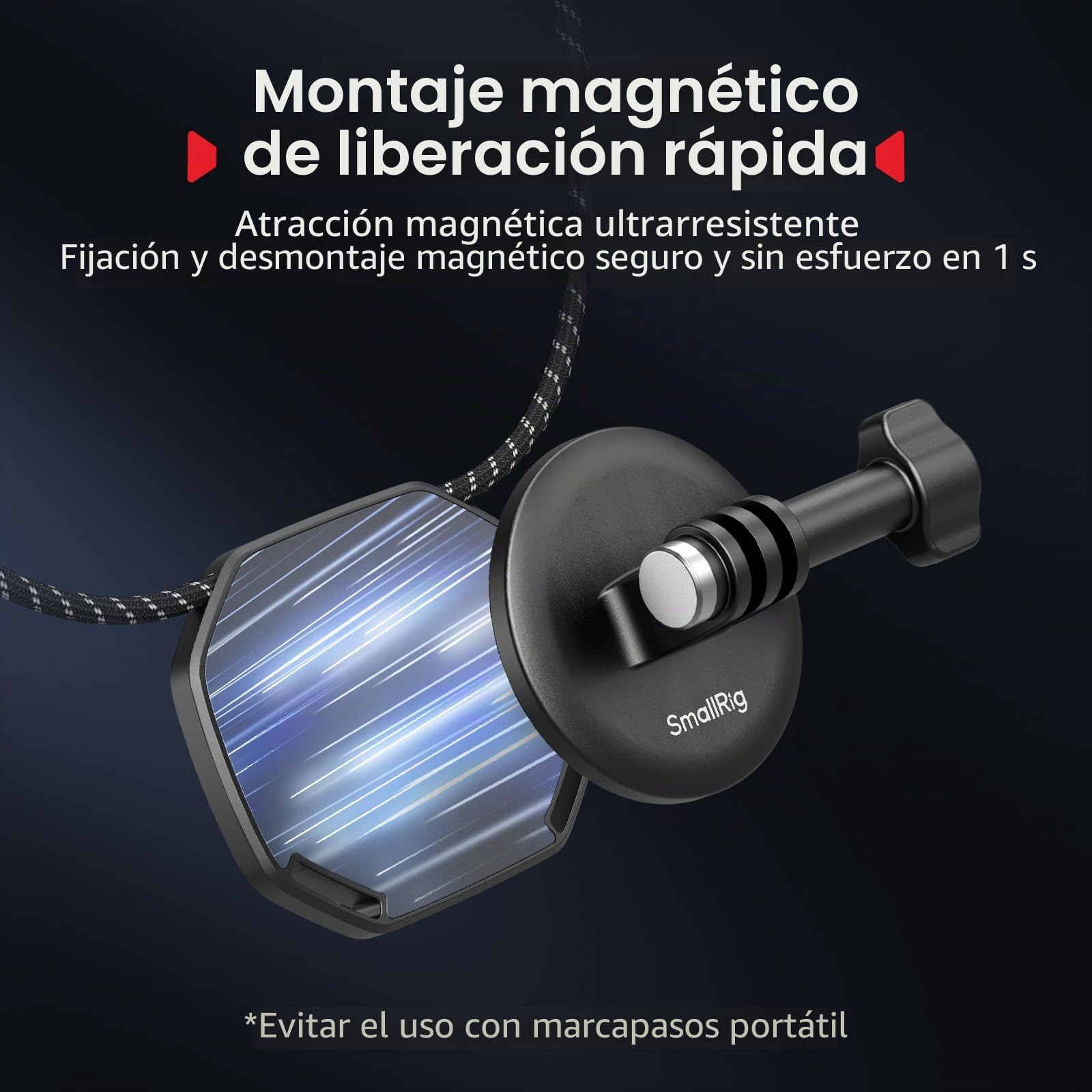 SMALLRIG Soporte magnético de cuello para cámara de acción, soporte de cuello con un solo clic, para GoPro 13/12/11/10/9, para DJI Osmo 360/Nano/Action 6/5 pro/4/3, Insta360 Ace Pro 2-5360
