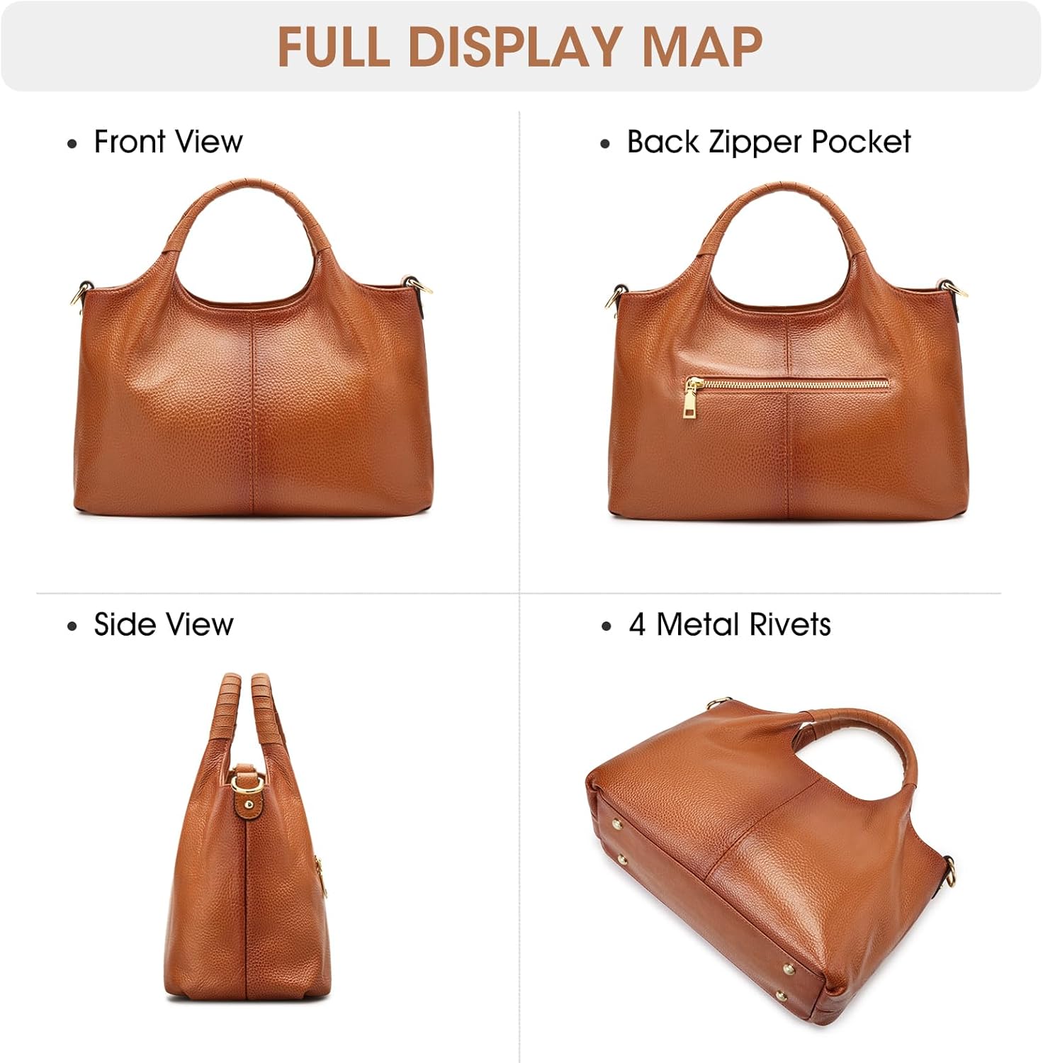 Kattee Leather Purses and Handbags for Women, Small Medium Crossbody Bags Trendy, Soft Shoulder Satchel Bags - Image 7