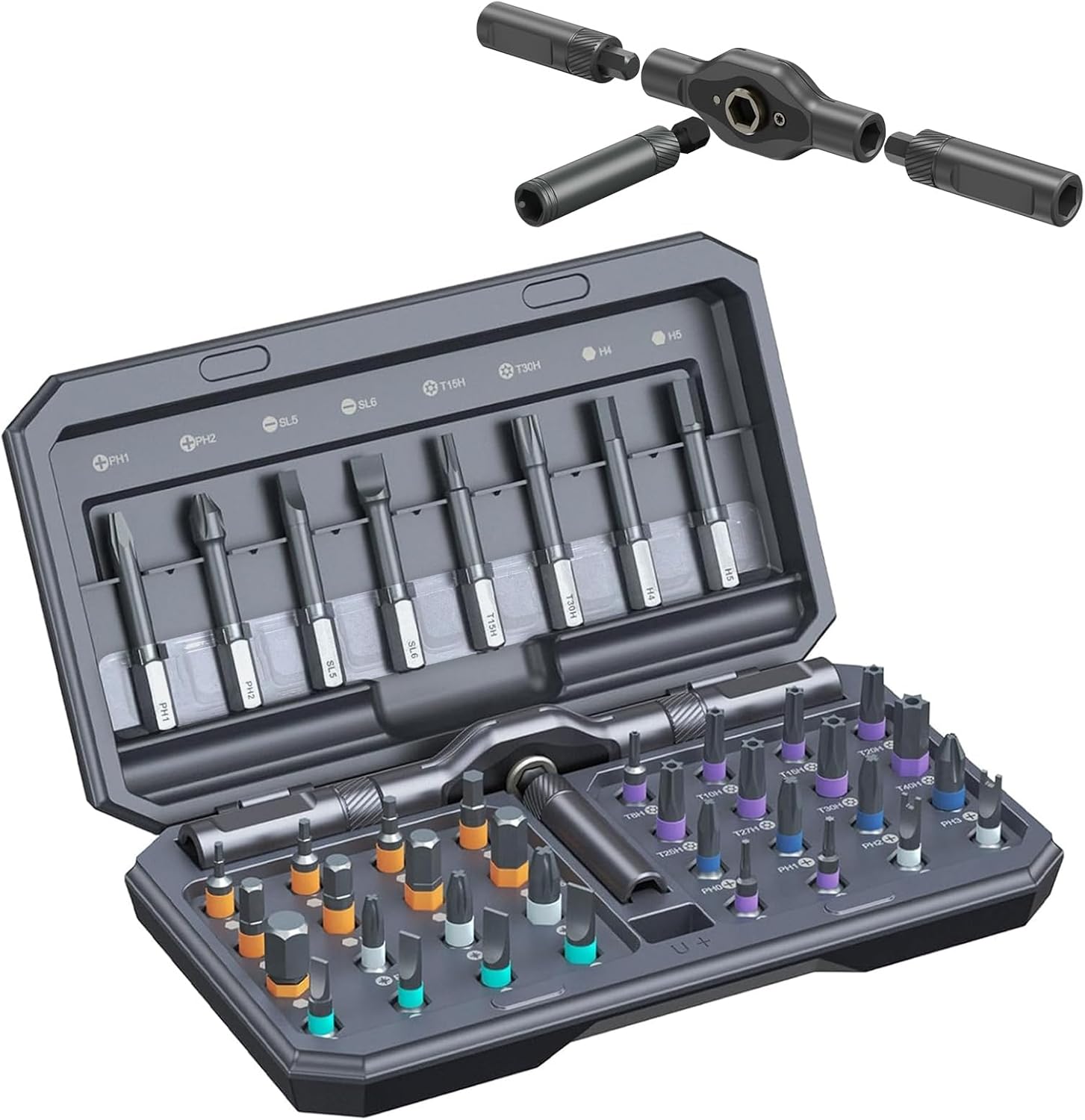 42 in 1 Magnetic Ratcheting Screwdriver Set for Electronics & Smart Home Repair, T Handle Multi Bit Tool Kit with Storage Case for Computer, Laptop, Router & DIY，The Best Easter Gift