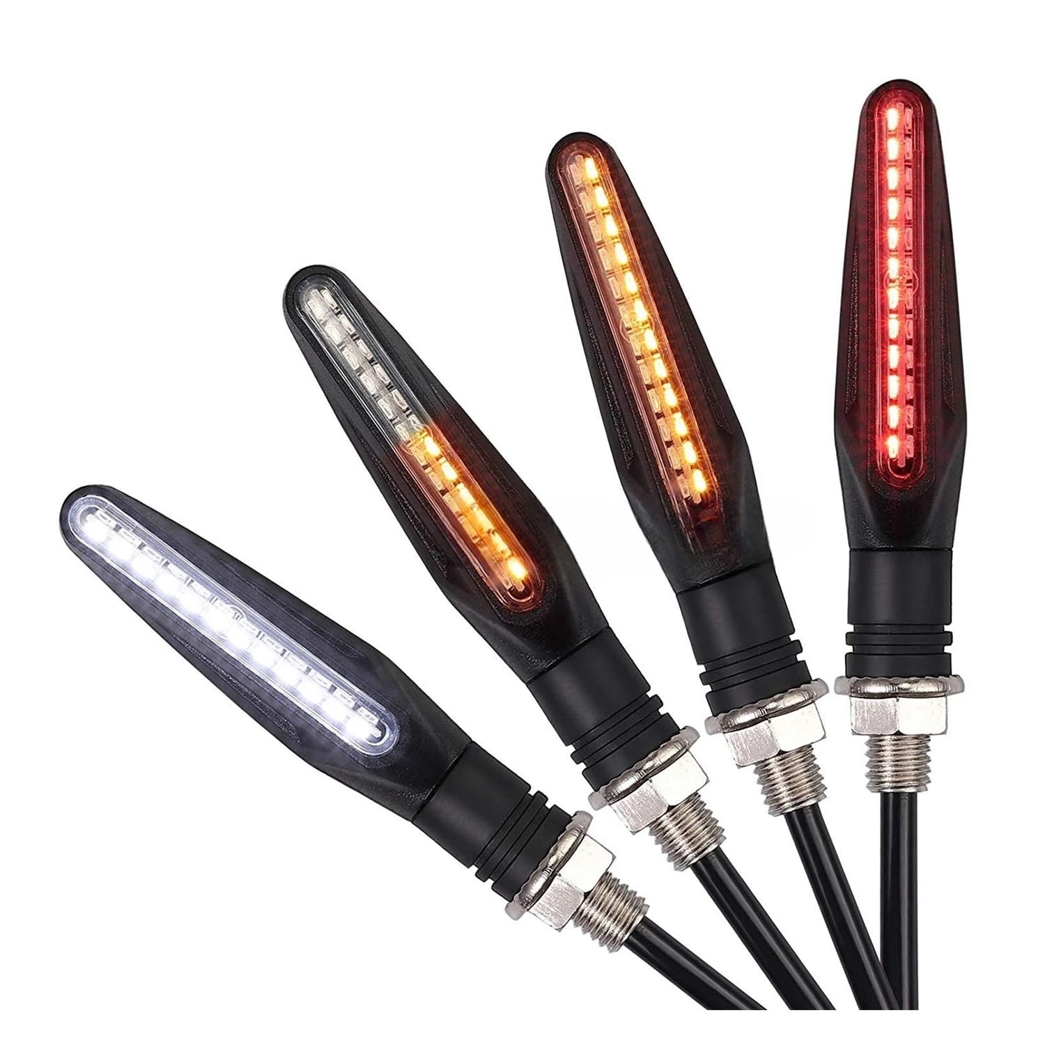 Moto Segnali svolta Indicatore Di Direzione Per Motocicletta 24 LED Luce Anteriore Posteriore Luce Di Marcia Diurna Lampade Dei Freni Che Scorrono Indicatori Di Direzione