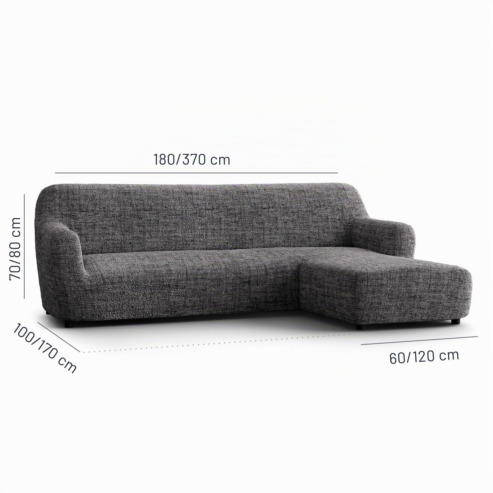 PAULATO - Bezug für Sofas mit rechter Halbinsel (gesehen von vorne), Sofabezug für Ecksofa in L-Form aus Mikrofaser, kratzfestes und maschinenwaschbares Gewebe, Made in Italy, Vittoria Grau