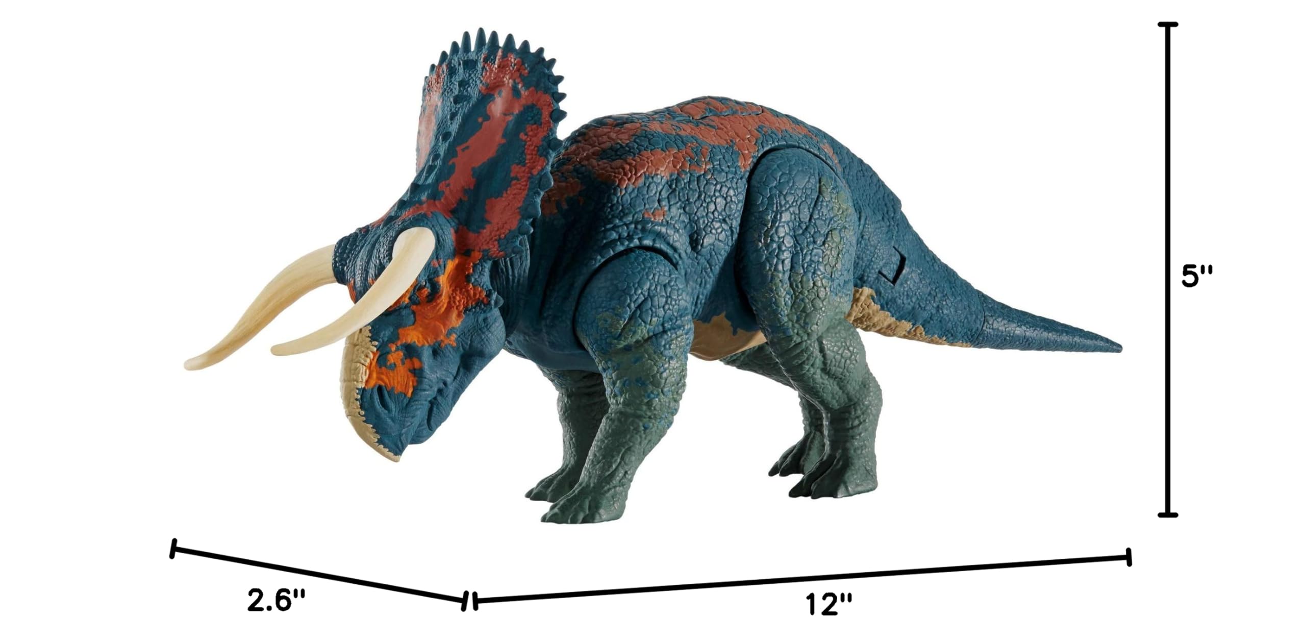 Jurassic World Dual Attack Nasutoceratops Dinosaurs in Medium Size with Button-activated Dual Strike Action Moves Like Tail & Head Strikes product thumbnail 6