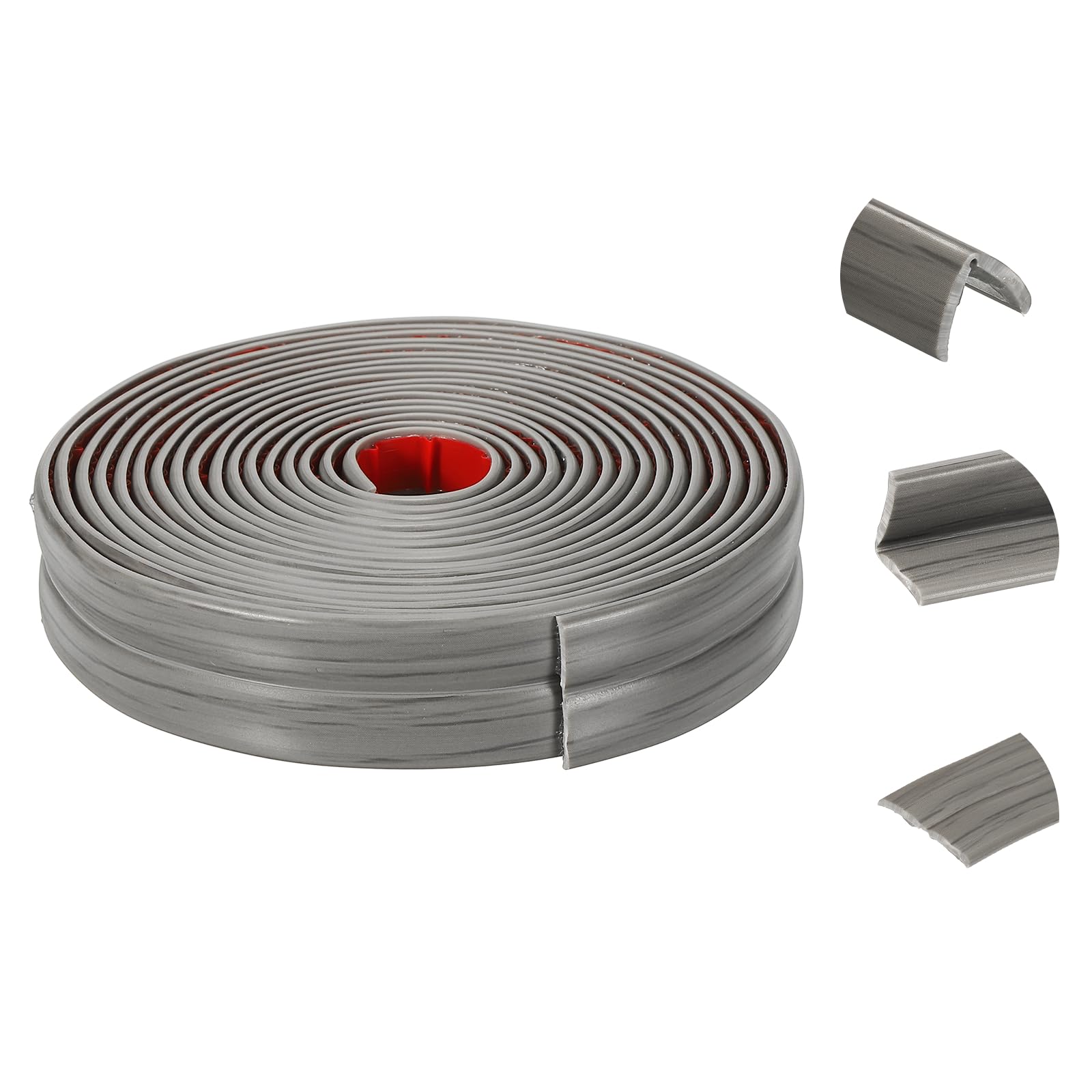 sourcing map Wall Corner Protector, 2cm x 3Meters Peel and Stick Molding Trim Wall Edge Guard, Flexible Self-Adhesive Inside & Outside Corner Trim Strip for Edge Ceiling, Gray Grain Color