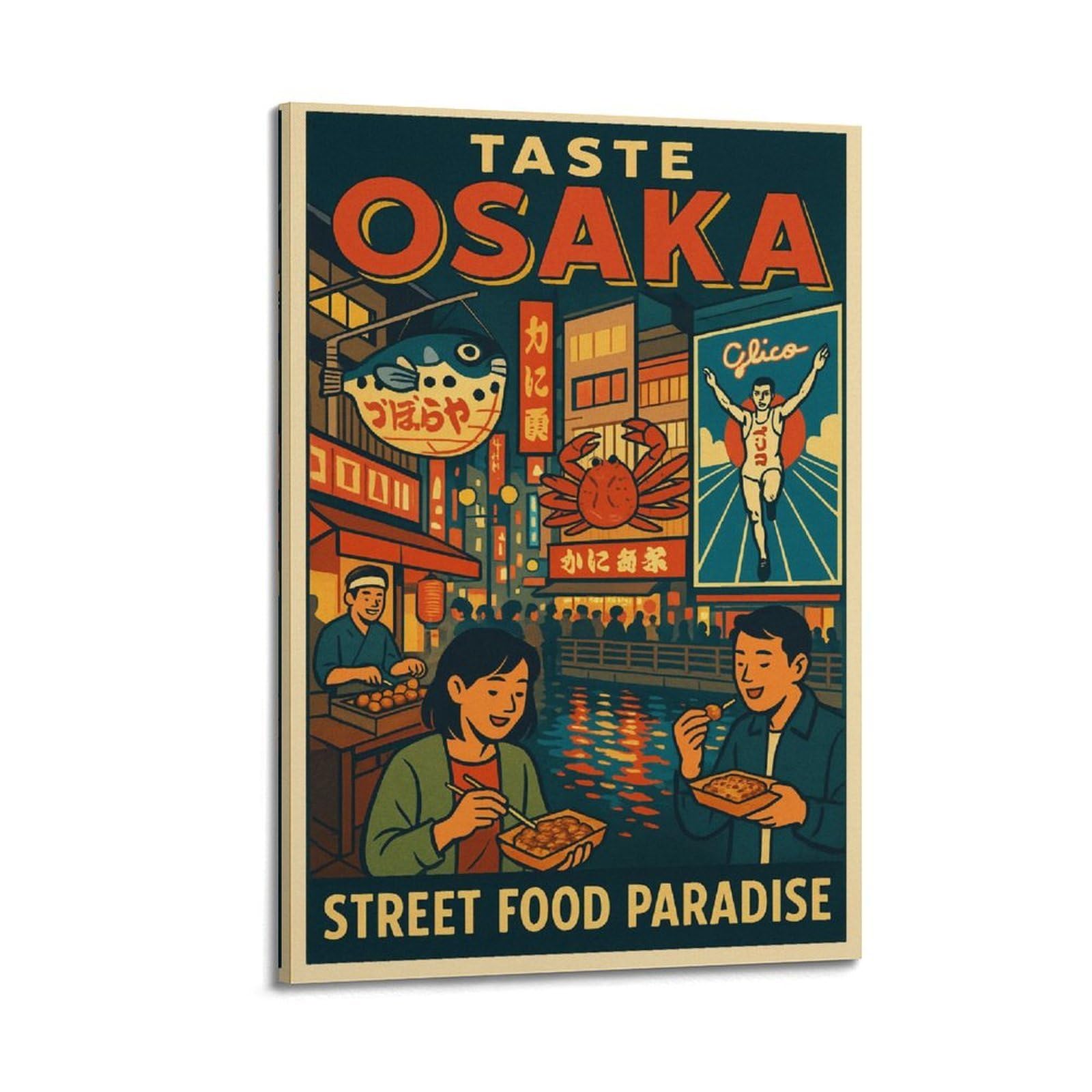 OKAHYS Vintage Travel Osaka Japan Artwork Poster Decorative Painting Canvas Wall Artworks Picture 08x12inch(20x30cm)