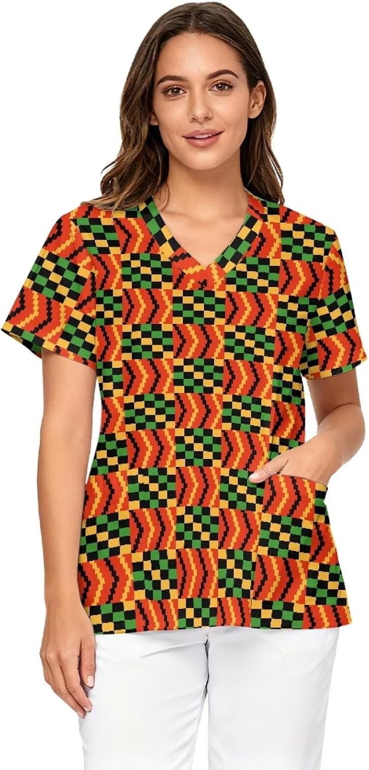 Scrub Tops for Women Oversize Soft Stretch Shirt Nursing Medical Uniform with Pockets Durable for Long Shifts