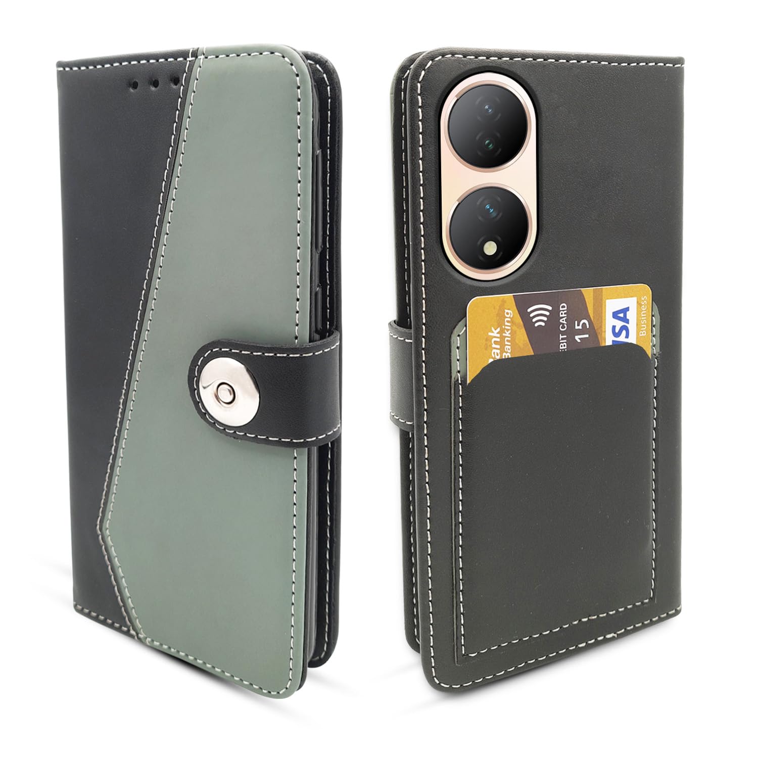 Pikkme Vivo Y100 5G Flip Cover | Genuine PU Leather Finish | Full 360 Protection | Wallet Style | Inbuilt Pockets & Stand | Strong Magnetic Flip Case (Grey) (B0CGJCN6LK) Amazon Price History, Amazon Price Tracker