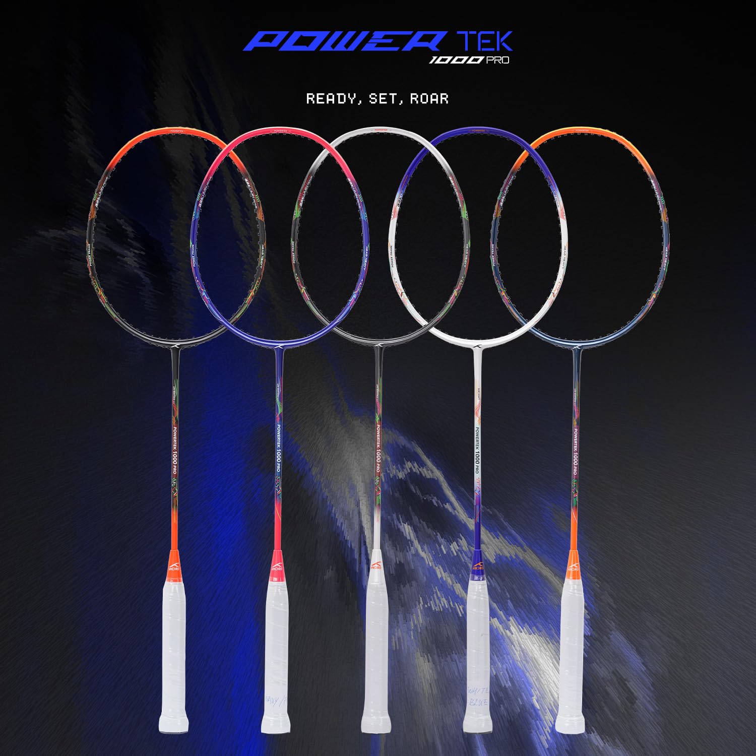 Hundred Powertek 1000 Pro Graphite Badminton Racket, Strung with Full Racket Cover, Lightweight Shuttle Bat for Intermediate Players β Dark Grey/White (Matte) 4