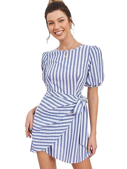 Lymio Women's White Color Round Neck Half Sleeve Cotton Dress