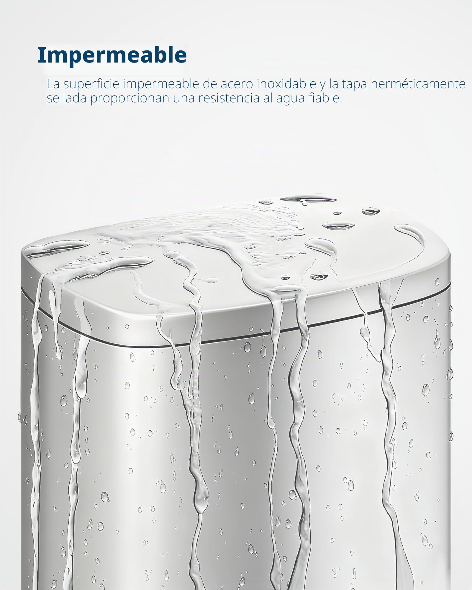 GarveeHome Juego de Cubos de Basura metálicos de 50L y 10L de Acero Inoxidable con Tapa, Cubo con Pedal, Cubo Interior y asa Trasera, Color Blanco (Color Acero Inoxidable, 50L)